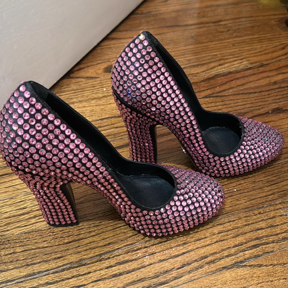Prada Pink Crystal Heels Size 37 Brand New display only